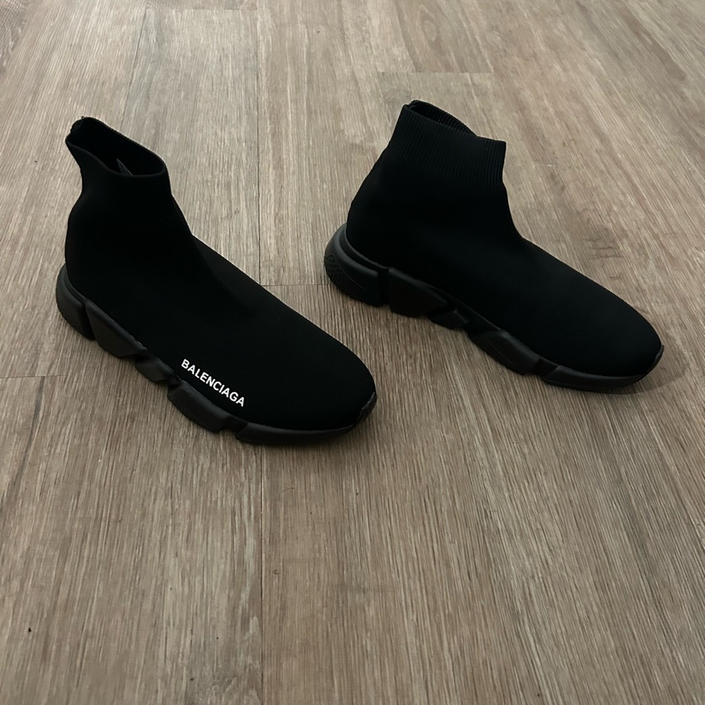 Balenciaga Men's Black Knit Sneakers